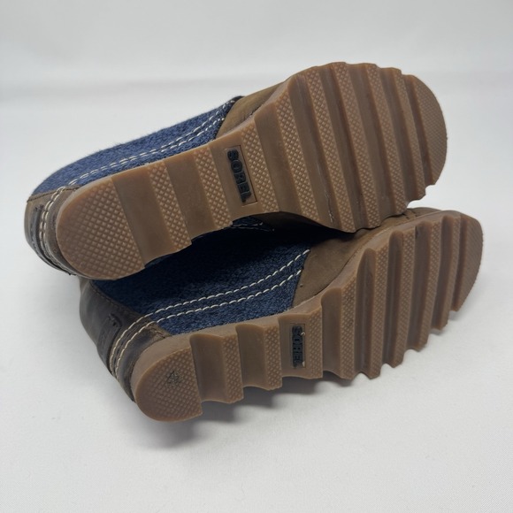 Sorel Joan Of Arctic Blue Denim Hidden Wedge Lexie Boots Lace Up Women's 6.5 - Picture 7 of 8